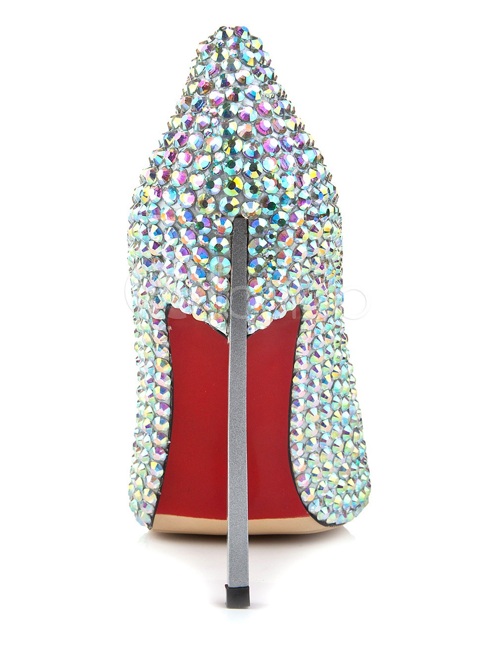 ラインストーンディテールと先のとがったつま先の靴