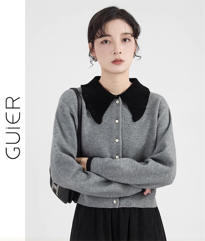 襟付き ニット カーディガン レディース トップス 長袖 ショート丈 S M L ニットセーター セーター バイカラー 秋 冬 ニットシャツ 前開き グレー シンプル ゆったり きれいめ OL あった 襟付き ニット カーディガン レディース トップス 長袖 ショート丈 S M L ニットセーター セーター バイカラー 秋 冬 ニットシャツ 前開き グレー シンプル ゆったり きれいめ OL あった