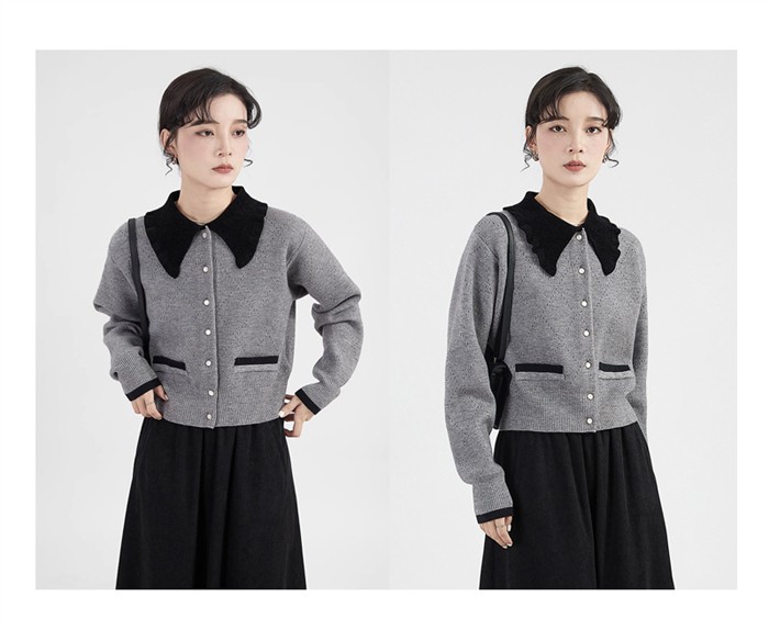襟付き ニット カーディガン レディース トップス 長袖 ショート丈 S M L ニットセーター セーター バイカラー 秋 冬 ニットシャツ 前開き グレー シンプル ゆったり きれいめ OL あった 襟付き ニット カーディガン レディース トップス 長袖 ショート丈 S M L ニットセーター セーター バイカラー 秋 冬 ニットシャツ 前開き グレー シンプル ゆったり きれいめ OL あった
