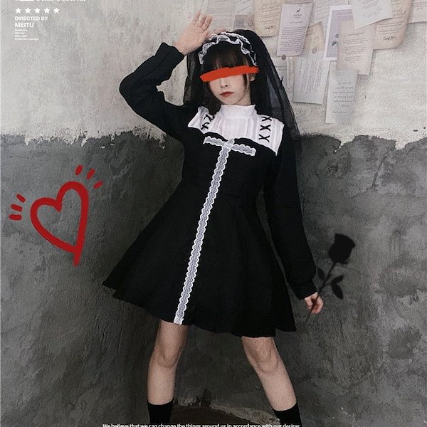 Qoo10] クール 快適 病みかわ ロリータ 黒 ゴ