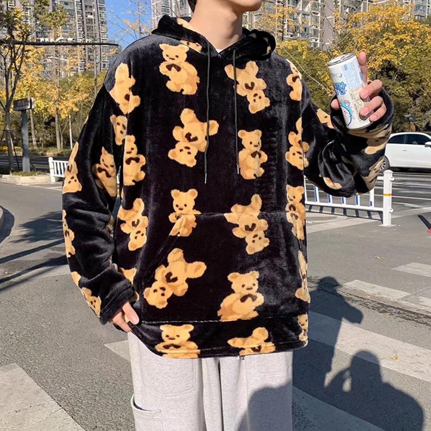 パーカー クマ 熊 かわいい プルオーバー メンズ フード付き レディース ボア付き 長袖 トレーナー フリース 春秋冬 ポケット付き ドローストリング付き カジュアル 肌触り良い 花火大会 部屋着