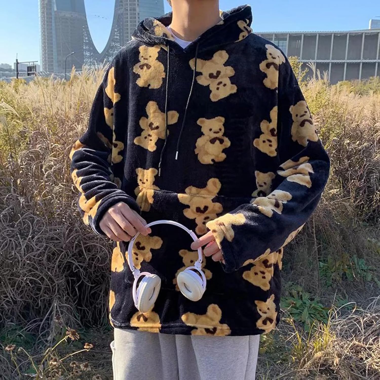 パーカー クマ 熊 かわいい プルオーバー メンズ フード付き レディース ボア付き 長袖 トレーナー フリース 春秋冬 ポケット付き ドローストリング付き カジュアル 肌触り良い 花火大会 部屋着