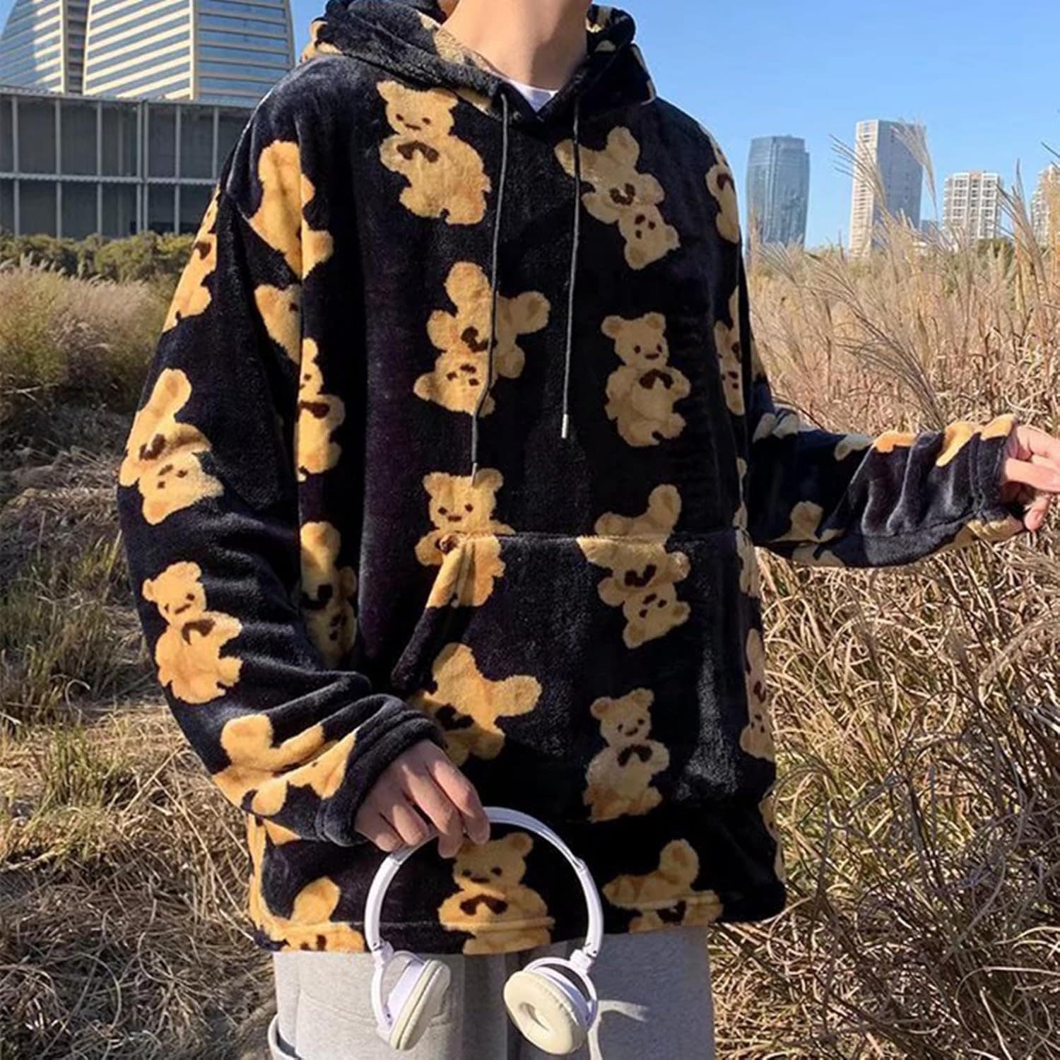 パーカー クマ 熊 かわいい プルオーバー メンズ フード付き レディース ボア付き 長袖 トレーナー フリース 春秋冬 ポケット付き ドローストリング付き カジュアル 肌触り良い 花火大会 部屋着