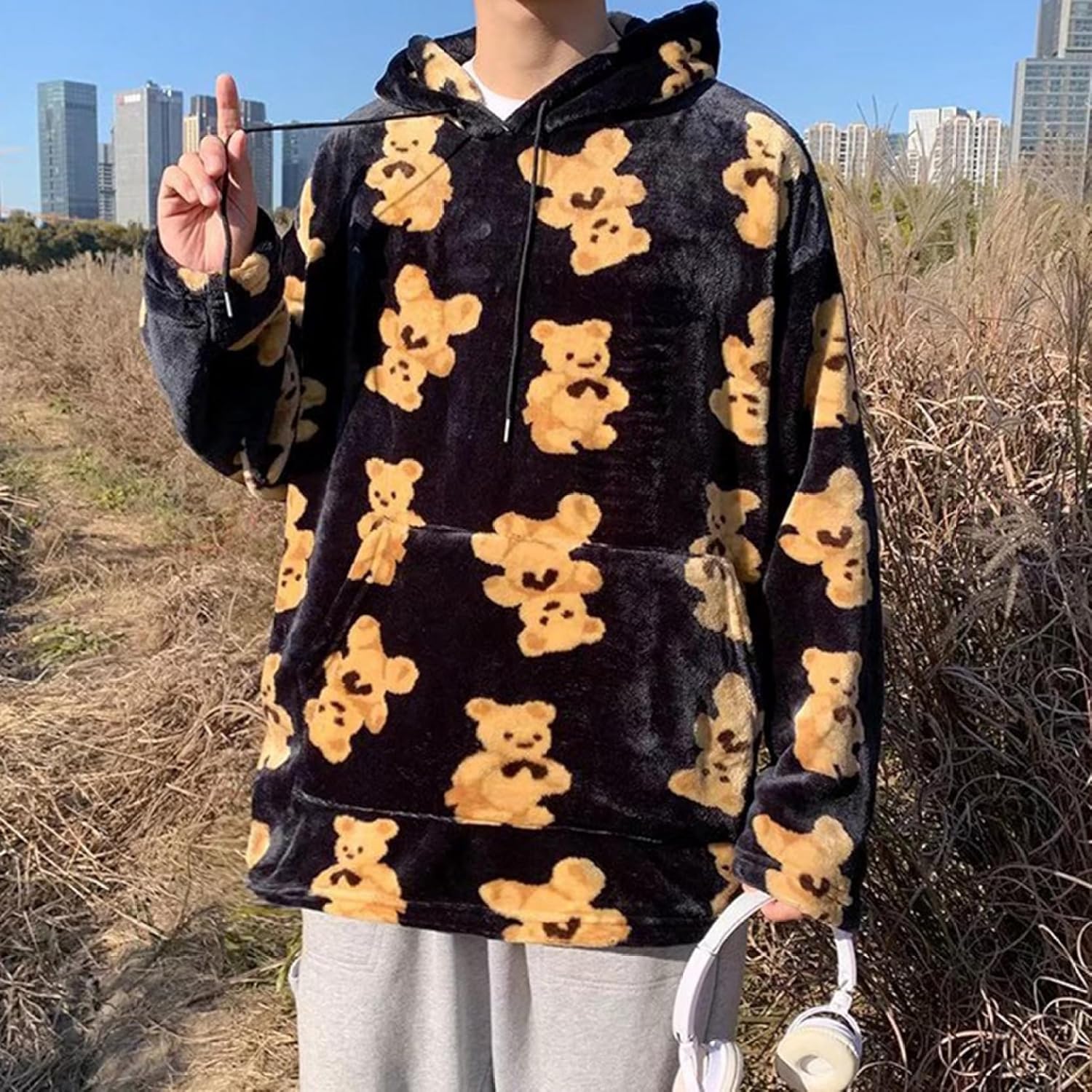 パーカー クマ 熊 かわいい プルオーバー メンズ フード付き レディース ボア付き 長袖 トレーナー フリース 春秋冬 ポケット付き ドローストリング付き カジュアル 肌触り良い 花火大会 部屋着