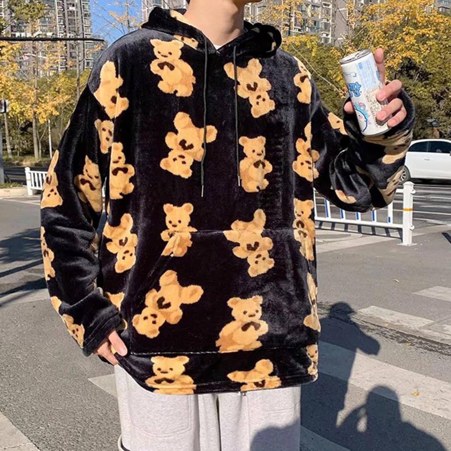 パーカー クマ 熊 かわいい プルオーバー メンズ フード付き レディース ボア付き 長袖 トレーナー フリース 春秋冬 ポケット付き ドローストリング付き カジュアル 肌触り良い 花火大会 部屋着