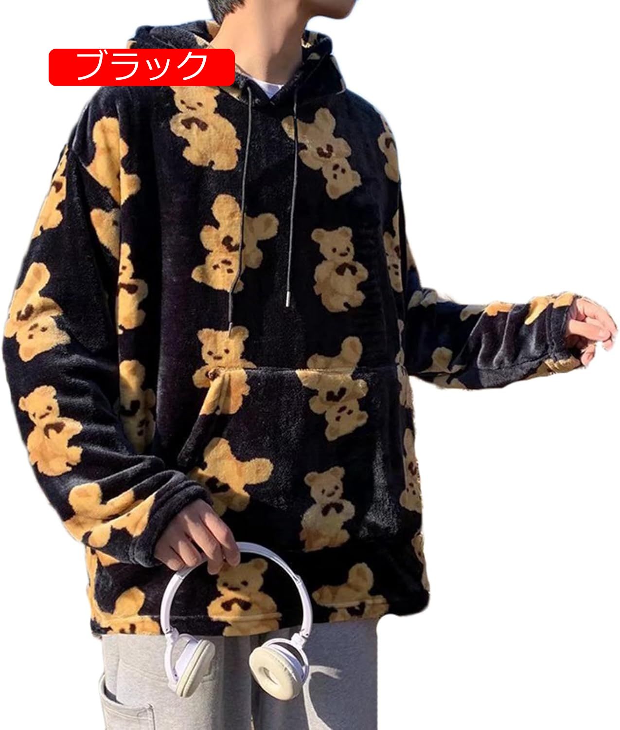 パーカー クマ 熊 かわいい プルオーバー メンズ フード付き レディース ボア付き 長袖 トレーナー フリース 春秋冬 ポケット付き ドローストリング付き カジュアル 肌触り良い 花火大会 部屋着