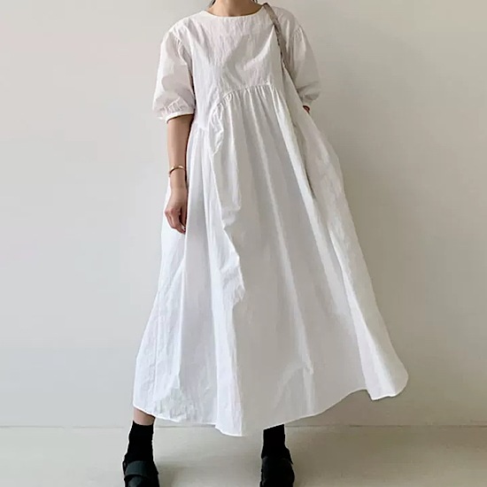 3色☆ パフスリーブ ルーズ ワンピース ロング フリル 韓国 pd3535-2.jpg