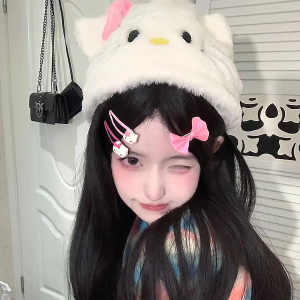 Qoo10] ハローキティ猫帽子女性モデル秋冬ハローキ