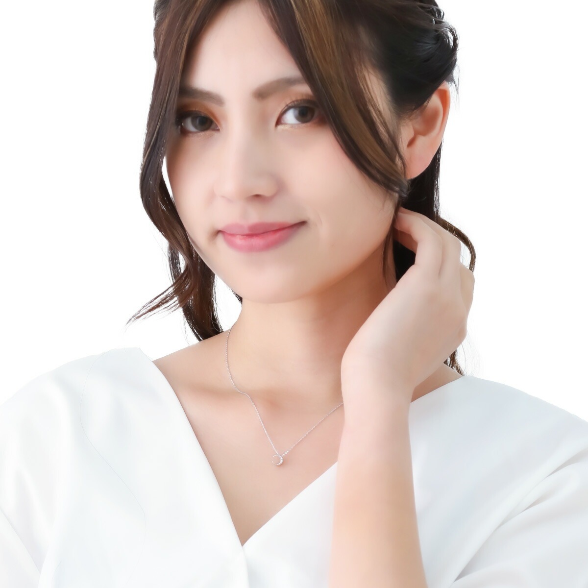 ネックレス レディース シルバー925製 キュービックジルコニア 三日月 ムーン