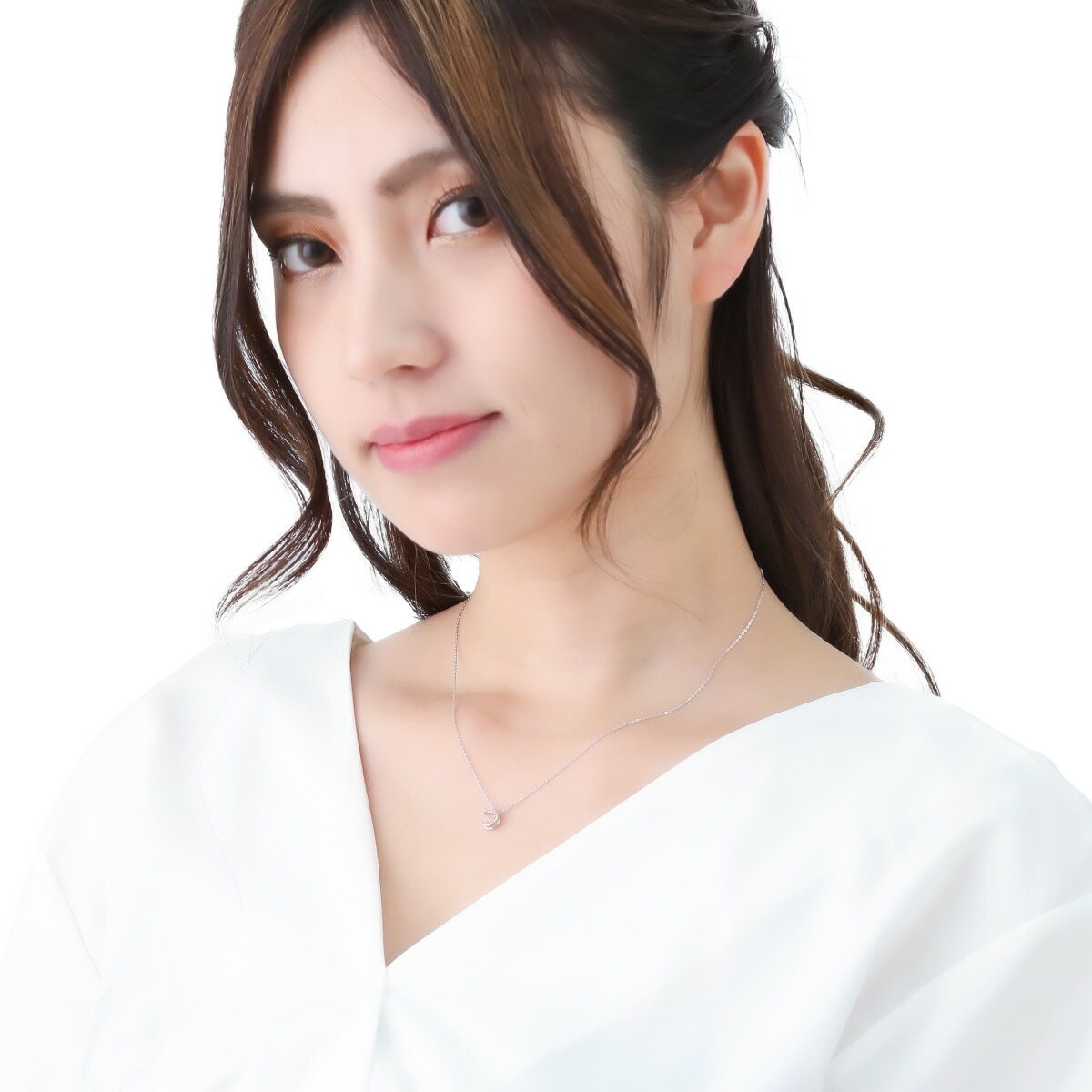 ネックレス レディース シルバー925製 キュービックジルコニア 三日月 ムーン