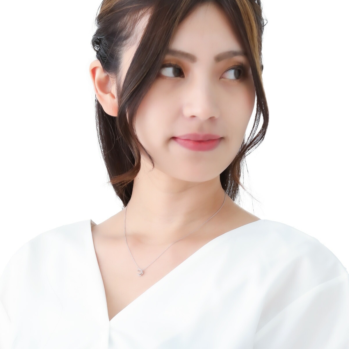 ネックレス レディース シルバー925製 キュービックジルコニア 三日月 ムーン