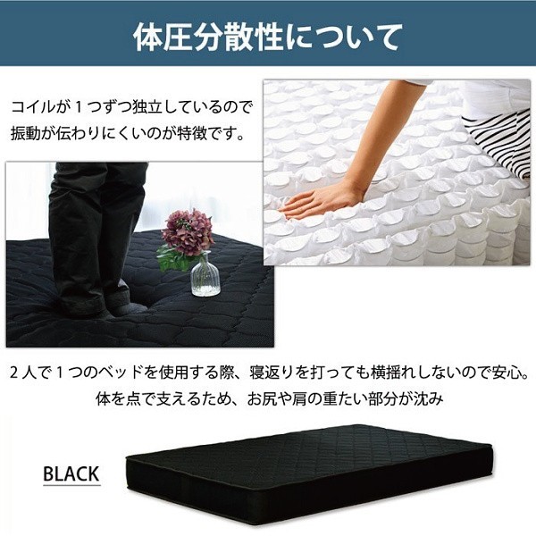 シングル ベッド マットレスセット 3Dメッシュ ポケットコイルマットレス 宮付 棚 コンセント ベッド下 収納 マットレス シングルベッド セット