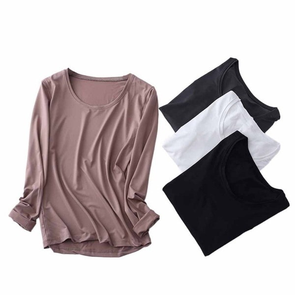女性のカジュアルな長袖Tシャツソリッドティーシャツシンプルルーズトップ 女性のカジュアルな長袖Tシャツソリッドティーシャツシンプルルーズトップ