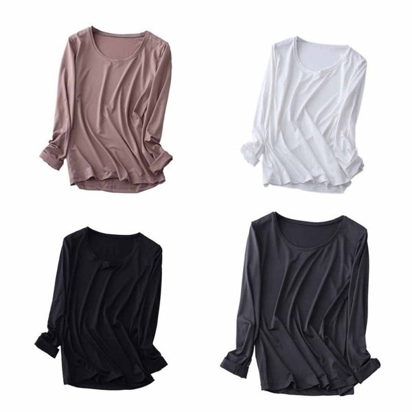 女性のカジュアルな長袖Tシャツソリッドティーシャツシンプルルーズトップ 女性のカジュアルな長袖Tシャツソリッドティーシャツシンプルルーズトップ