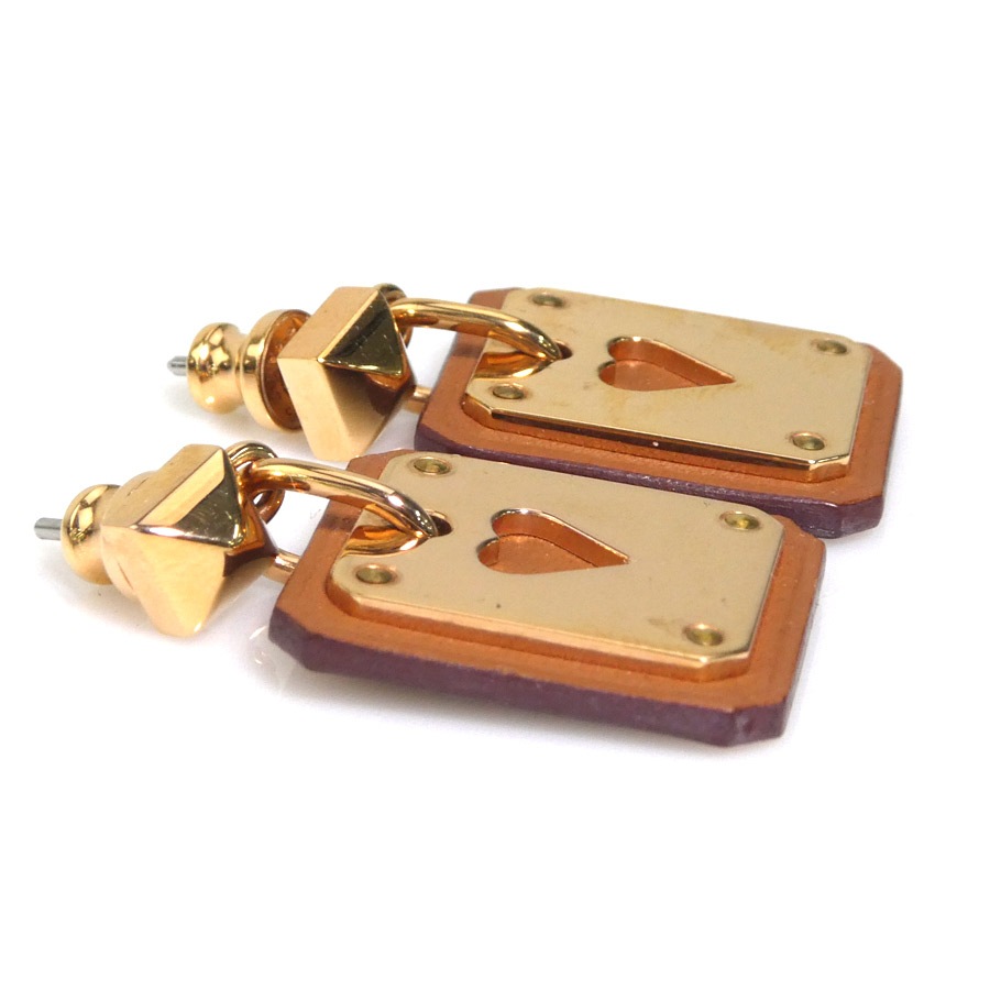 エルメス HERMES ピアス アス ドゥ クール メタル/スイフト ピンクゴールド/ブラウン レディース e60607g エルメス HERMES ピアス アス ドゥ クール メタル/スイフト ピンクゴールド/ブラウン レディース e60607g