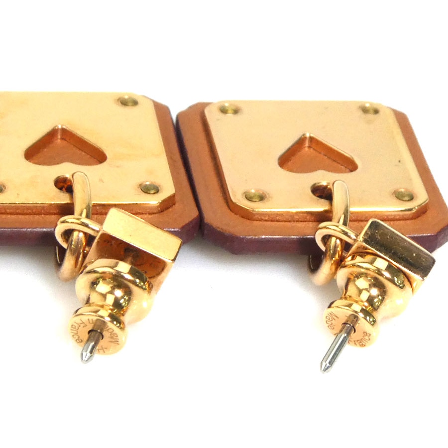 エルメス HERMES ピアス アス ドゥ クール メタル/スイフト ピンクゴールド/ブラウン レディース e60607g エルメス HERMES ピアス アス ドゥ クール メタル/スイフト ピンクゴールド/ブラウン レディース e60607g