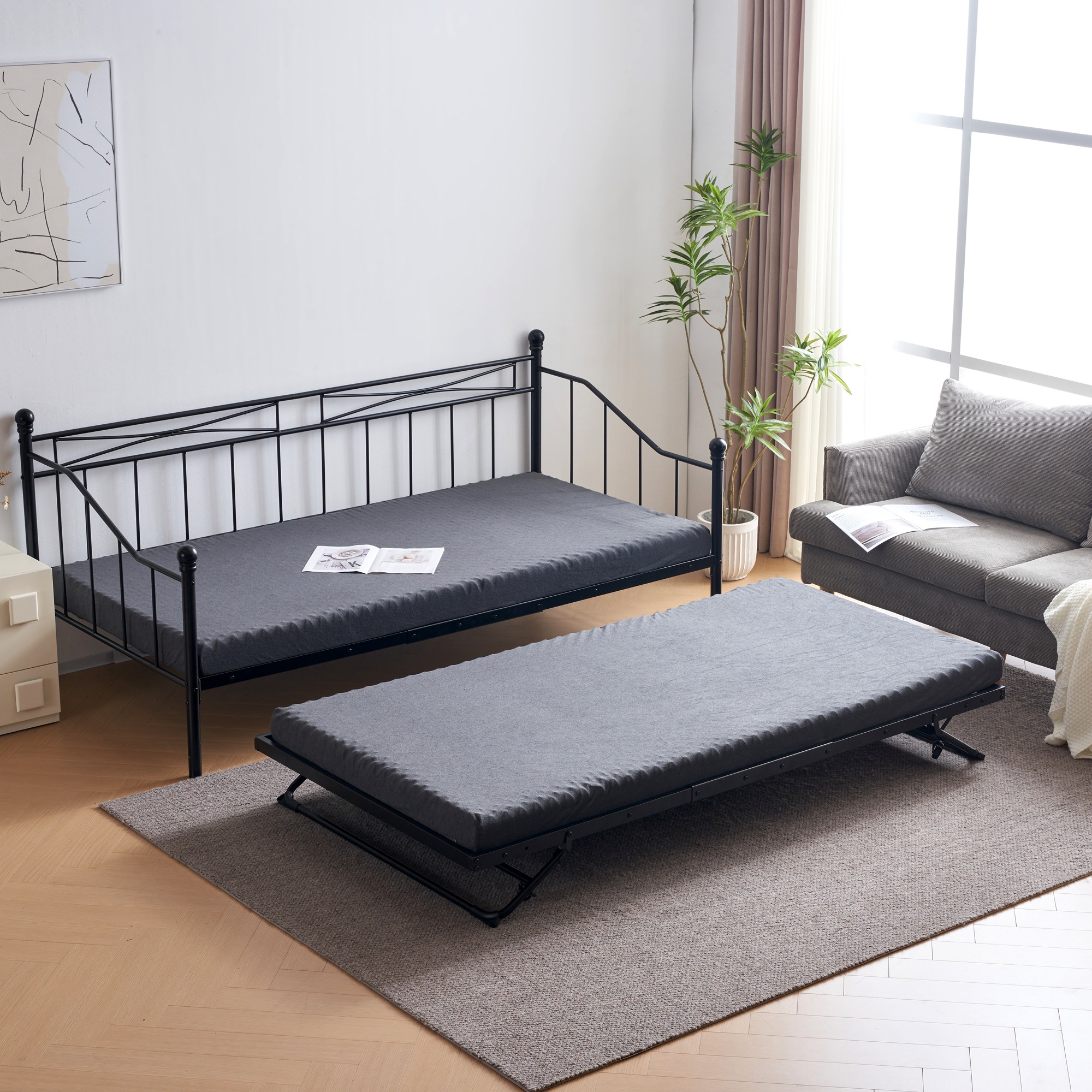 新作】【ブラック】親子ベッドベッド 二段ベッドベッド パイプベッド