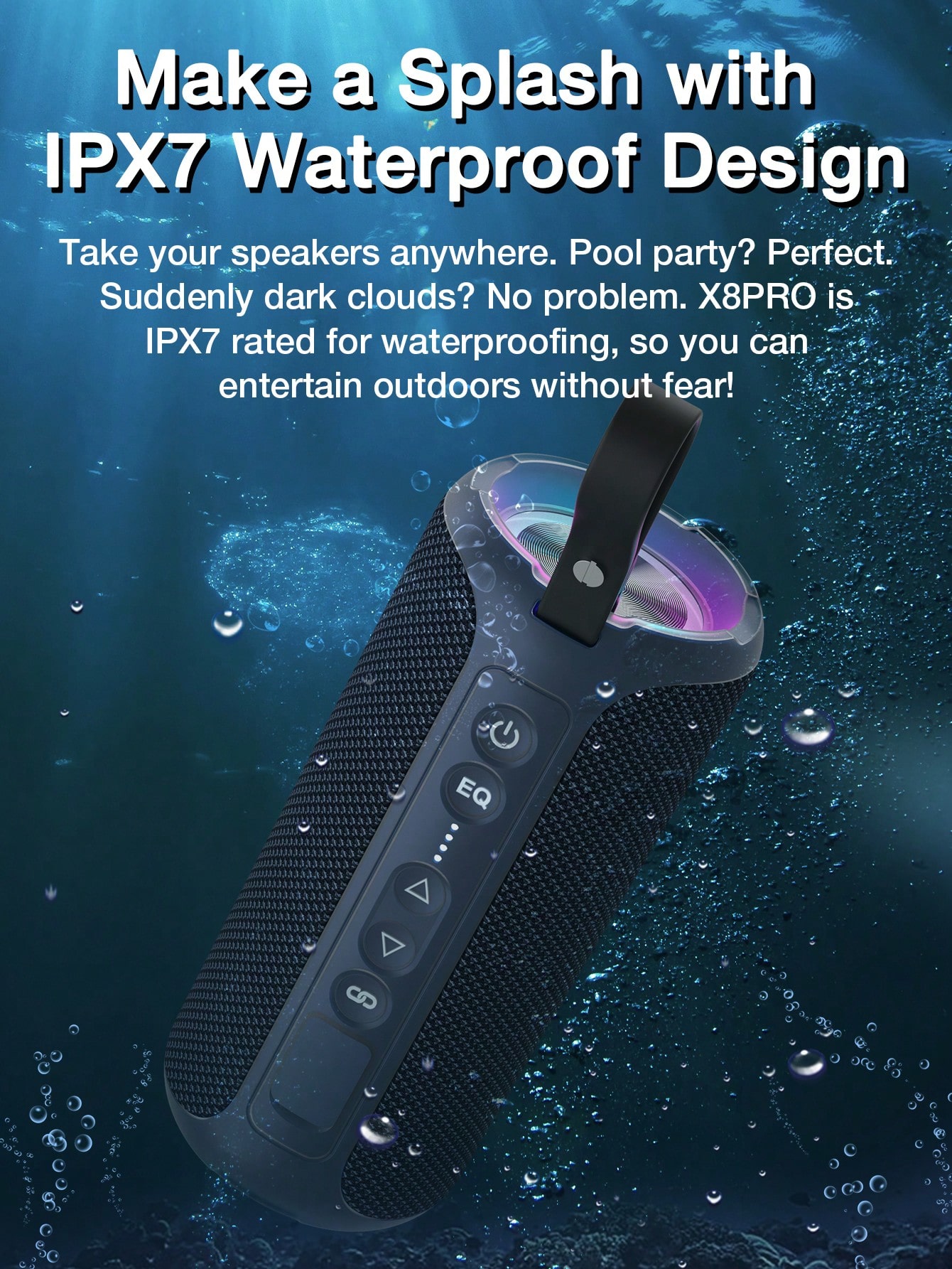 ポータブル 無線 スピーカーX8 Pro 無線スピーカー48mmスピーカー40Wスピーカー5.3防水スピーカーIPX7最大30時間の時間, 6600mAhバッテリーステレオペアリング
