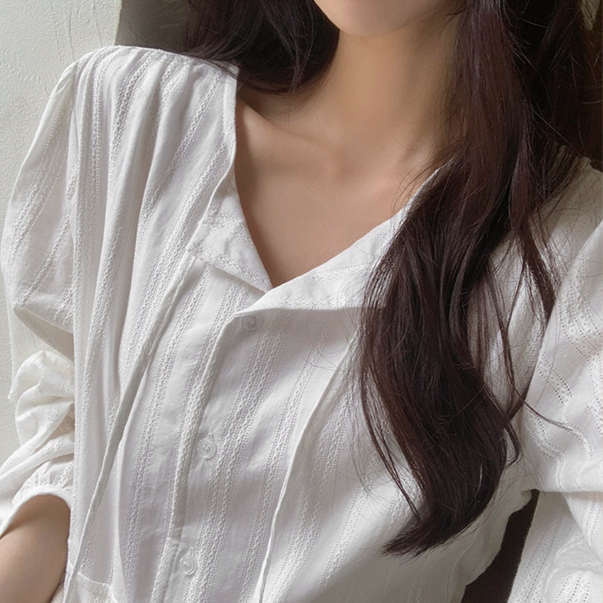 [top0654] 韓国ファッションストラップ パフ ラウンド 半袖 ワンピース