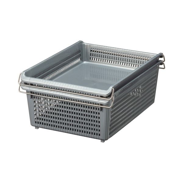 （まとめ）伊藤忠リーテイルリンクスタックトレーメタルハンドル付 浅型小 ホワイト STA4S-N 1個[x15セット]