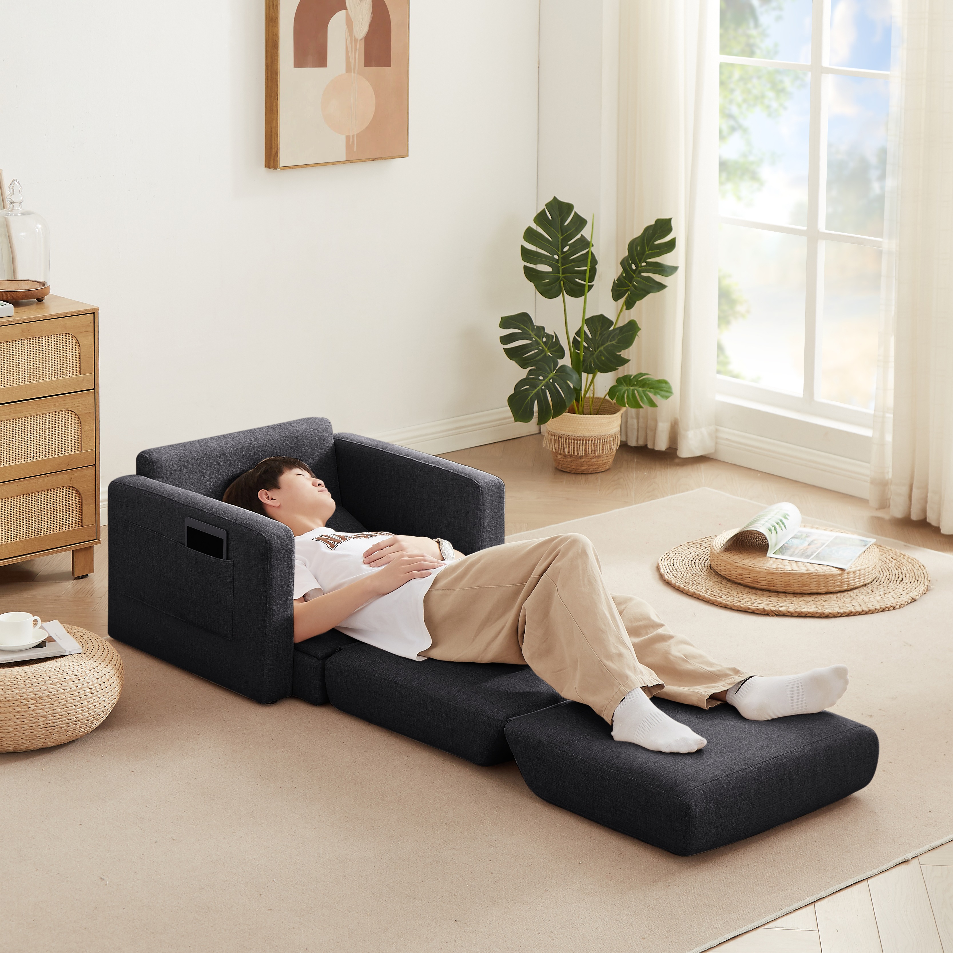 397ソファーベッド 折りたたみベッド ローソファー シングルソファーベッド 座面開閉式 ソファーけ コンパクトソファーベッド フロアソファ