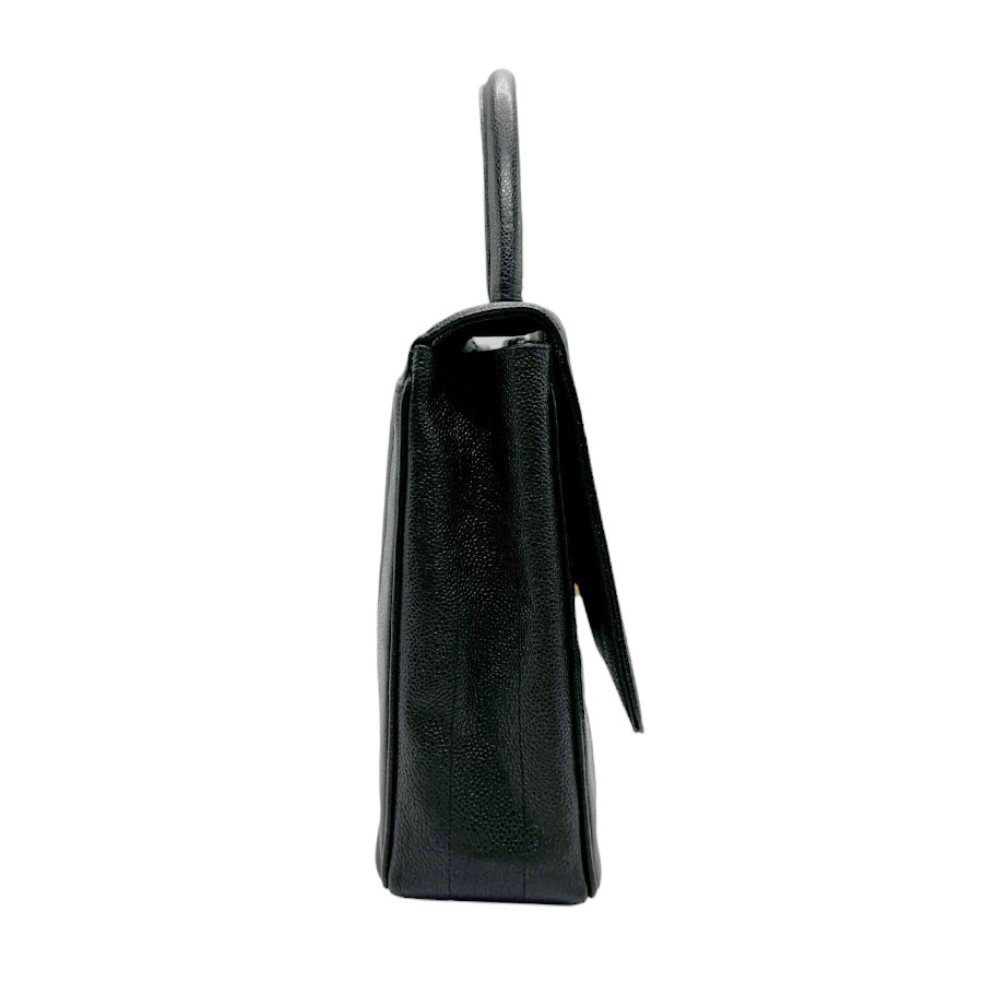 シャネル CHANEL ハンドバッグ マドモアゼル キャビアスキンレザー ブラック ゴールド レディース n0349