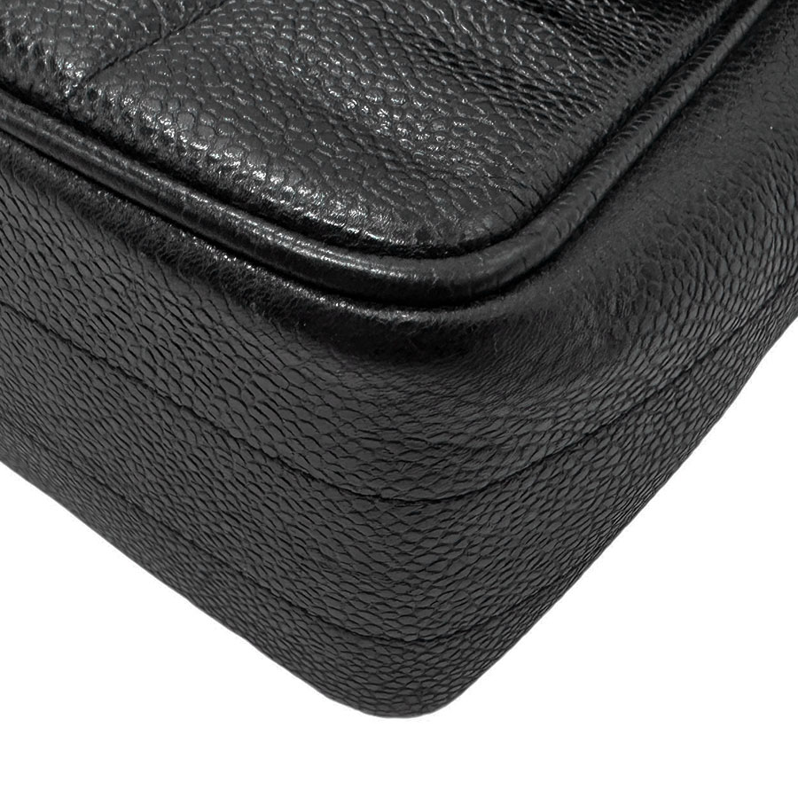 シャネル CHANEL ハンドバッグ マドモアゼル キャビアスキンレザー ブラック ゴールド レディース n0349