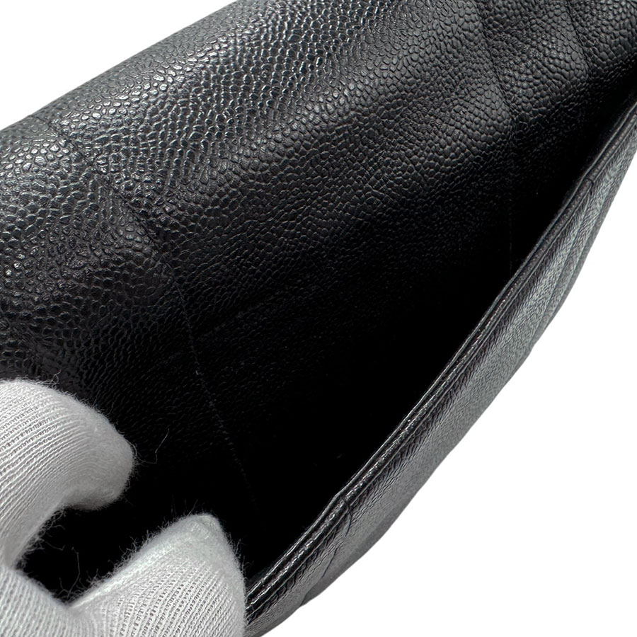 シャネル CHANEL ハンドバッグ マドモアゼル キャビアスキンレザー ブラック ゴールド レディース n0349