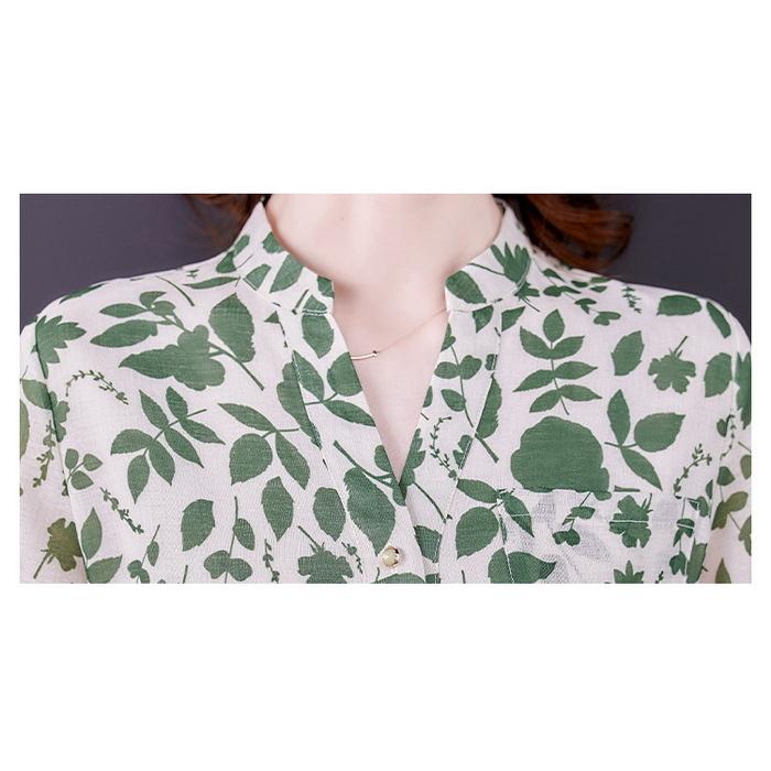 シャツワンピース レディース きれいめ 膝丈ワンピース 春夏 半袖ワンピース ボタニカル柄 シフォン aラインスカート ゆったり オシャレ通勤 大人 上品