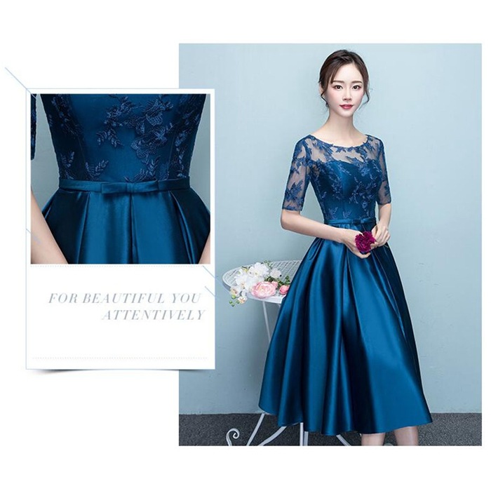 パーティードレス 結婚式 ワンピース ミモレ丈　レース＆刺繍結婚式 ワンピース ドレス 二次会 結婚式ドレス お呼ばれドレス ニ次会 フォーマル セレブ二次会 パーティ 2次会 パーティードレス フォ