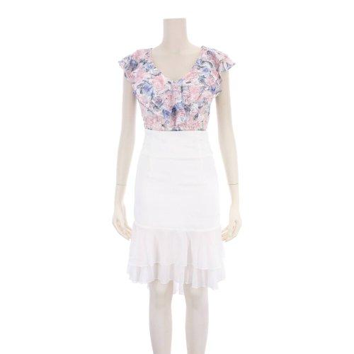 キャバドレス ナイトドレス ミディアムドレス セットアップ ツーピース マーメイドライン フリル 花柄 レース デコルテ レディース グラシア