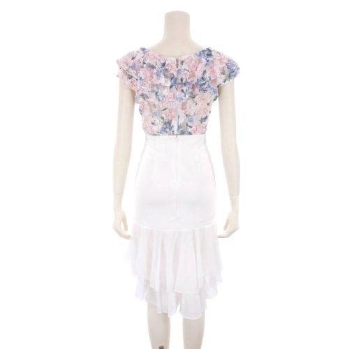 キャバドレス ナイトドレス ミディアムドレス セットアップ ツーピース マーメイドライン フリル 花柄 レース デコルテ レディース グラシア