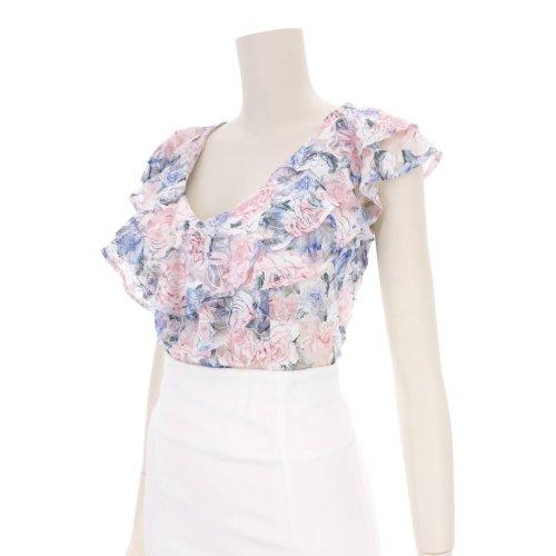 キャバドレス ナイトドレス ミディアムドレス セットアップ ツーピース マーメイドライン フリル 花柄 レース デコルテ レディース グラシア