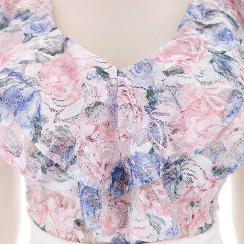 キャバドレス ナイトドレス ミディアムドレス セットアップ ツーピース マーメイドライン フリル 花柄 レース デコルテ レディース グラシア