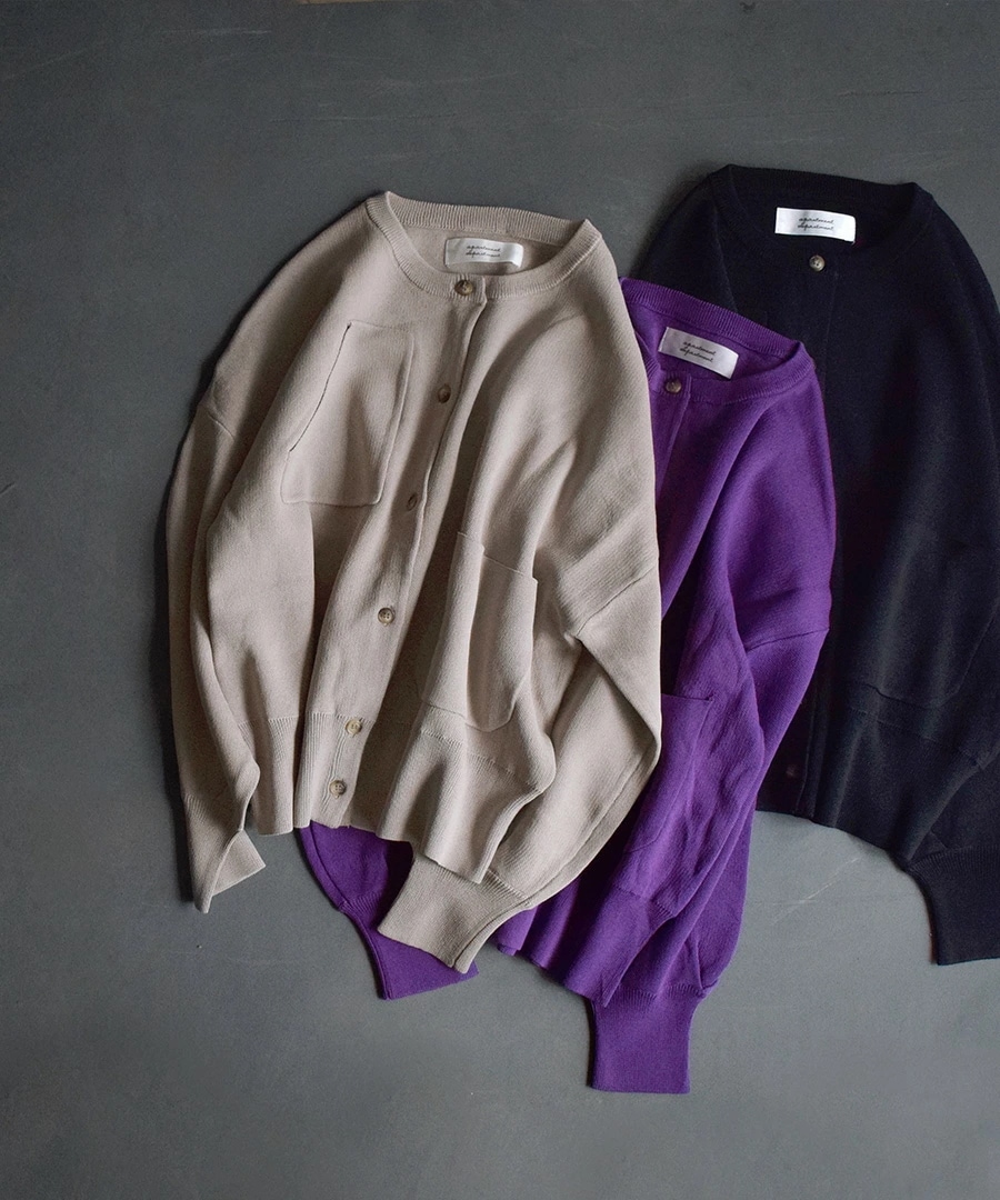 カーディガン レディース / アシンメトリー がワークテイストに トップス カーデ 羽織り 長袖 丸首 クルーネック 冬 (アパートメントデパートメント):アシメポケット ショートカーディガン カーディガン レディース / アシンメトリー がワークテイストに トップス カーデ 羽織り 長袖 丸首 クルーネック 冬 (アパートメントデパートメント):アシメポケット ショートカーディガン