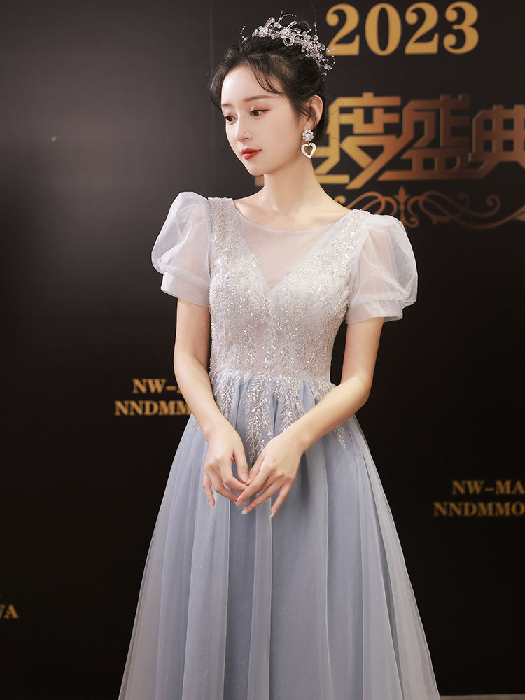 イブニングドレス 宴会気質 ブルー 誕生日 宴会司会者ドレス 感 美術検定 ロングセクション
