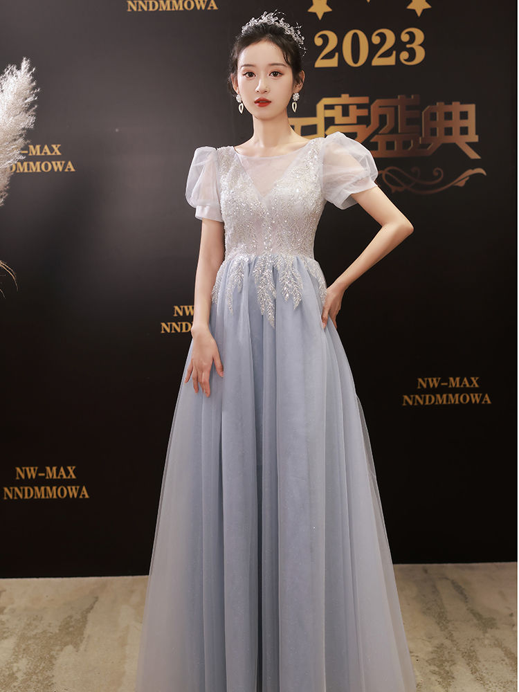 イブニングドレス 宴会気質 ブルー 誕生日 宴会司会者ドレス 感 美術検定 ロングセクション