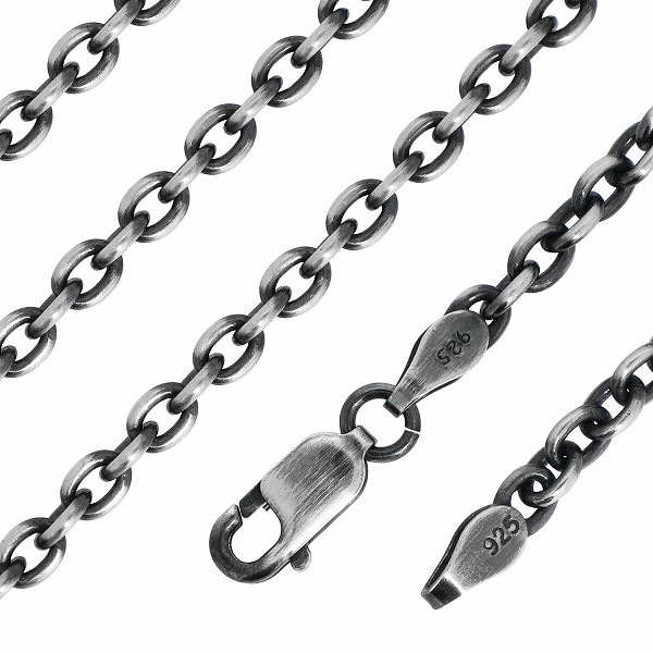 シルバーいぶしあずきチェーン 幅約2.8mm 50cm シルバー925 ネックレス チェーンのみ シルバーいぶしあずきチェーン 幅約2.8mm 50cm シルバー925 ネックレス チェーンのみ