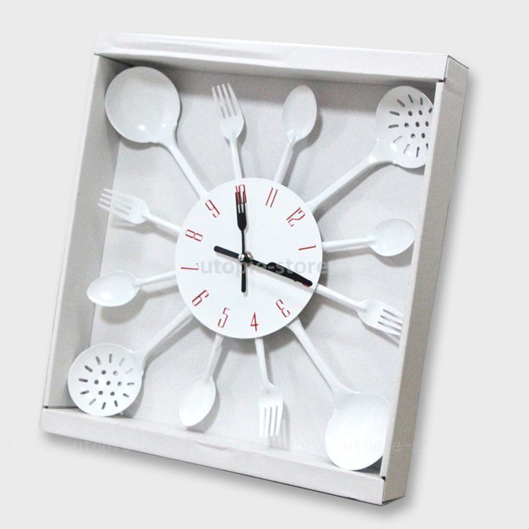 掛け時計 ウォールクロック 音がしない おしゃれ 北欧 アンティーク ナイフ フォーク 大型 キッチ