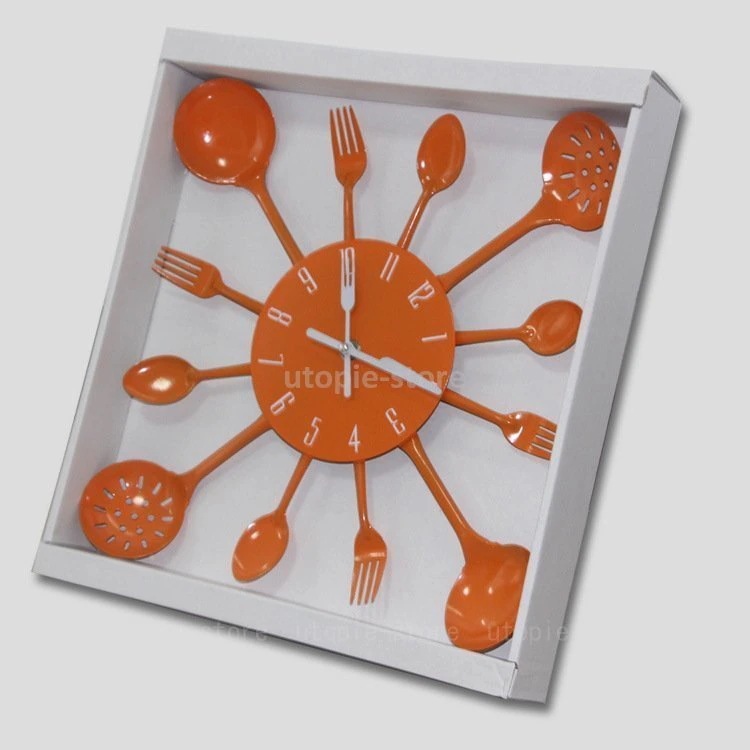 掛け時計 ウォールクロック 音がしない おしゃれ 北欧 アンティーク ナイフ フォーク 大型 キッチ