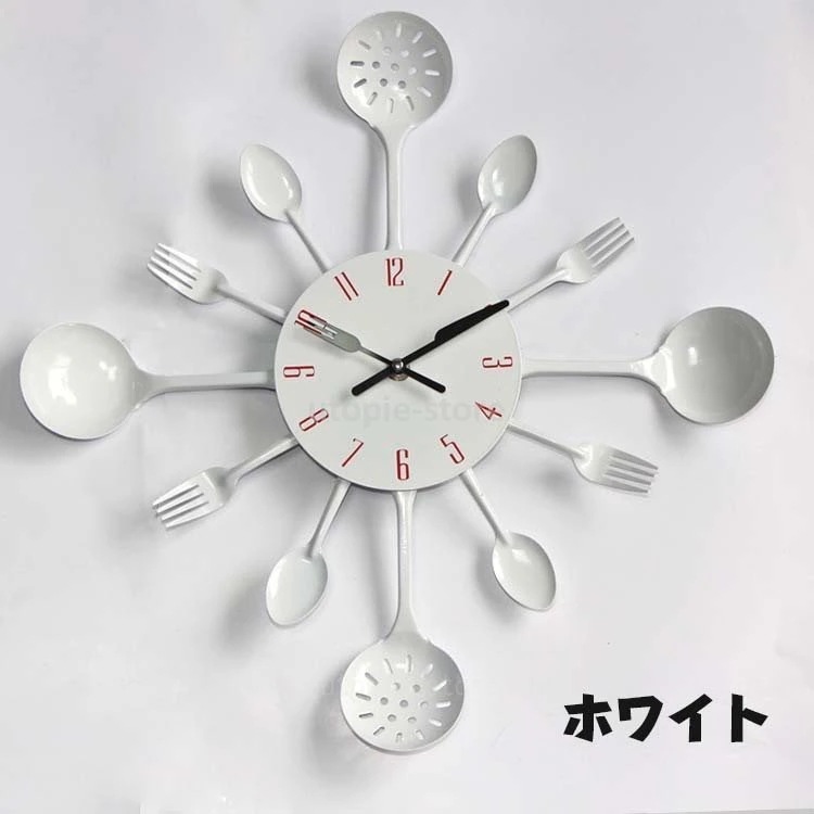掛け時計 ウォールクロック 音がしない おしゃれ 北欧 アンティーク ナイフ フォーク 大型 キッチ