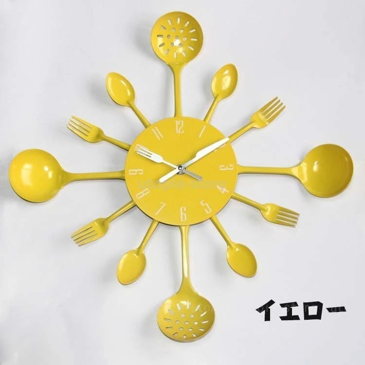 掛け時計 ウォールクロック 音がしない おしゃれ 北欧 アンティーク ナイフ フォーク 大型 キッチ