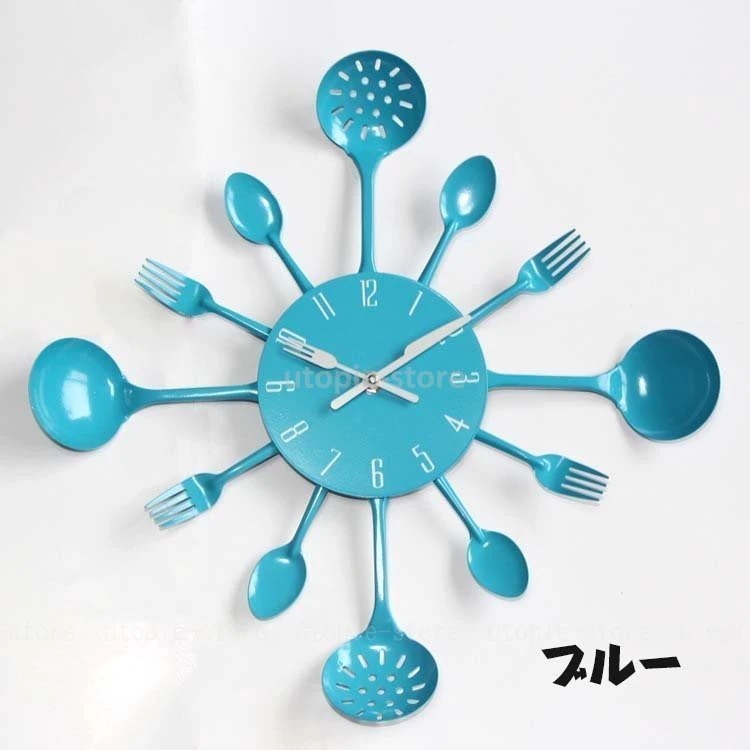 掛け時計 ウォールクロック 音がしない おしゃれ 北欧 アンティーク ナイフ フォーク 大型 キッチ