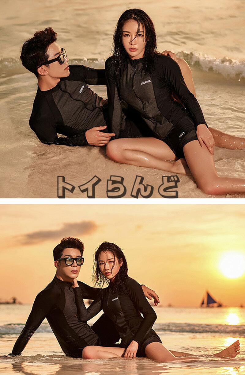 【7月の新作特典】カップル水着 2sets フィットネス水着 レディース セパレート メンズ ラッシュガード 水着 ペア カップル 水着 体型カバー お揃い セットアップ 長袖 競泳水着 練習用 大き