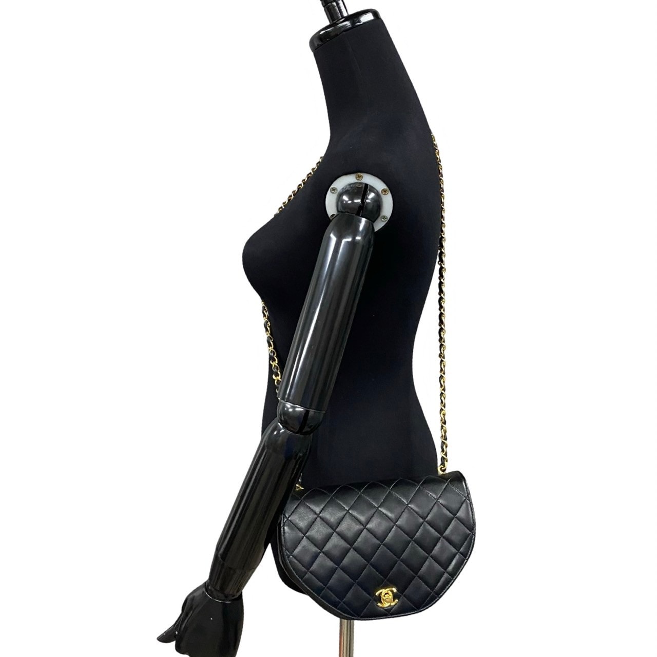 ヴィンテージ マトラッセ ココマークショルダーバッグ レザー ラムスキン ブラック 89080