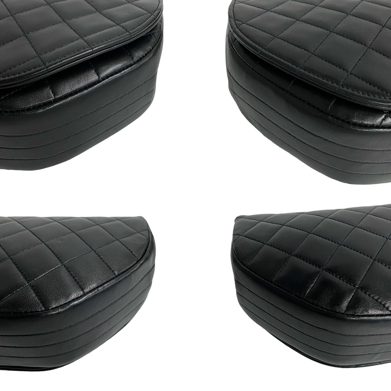 ヴィンテージ マトラッセ ココマークショルダーバッグ レザー ラムスキン ブラック 89080