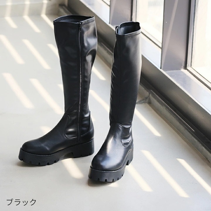 【10月下旬入荷予約】25年秋冬再販 Vivian ブーツ レディース ロングブーツ ストレッチ 厚底 ボリュームソール ブラック 黒 ストレッチブーツ トラックソール 厚底ブーツ ボリュームソ 【10月下旬入荷予約】25年秋冬再販 Vivian ブーツ レディース ロングブーツ ストレッチ 厚底 ボリュームソール ブラック 黒 ストレッチブーツ トラックソール 厚底ブーツ ボリュームソ