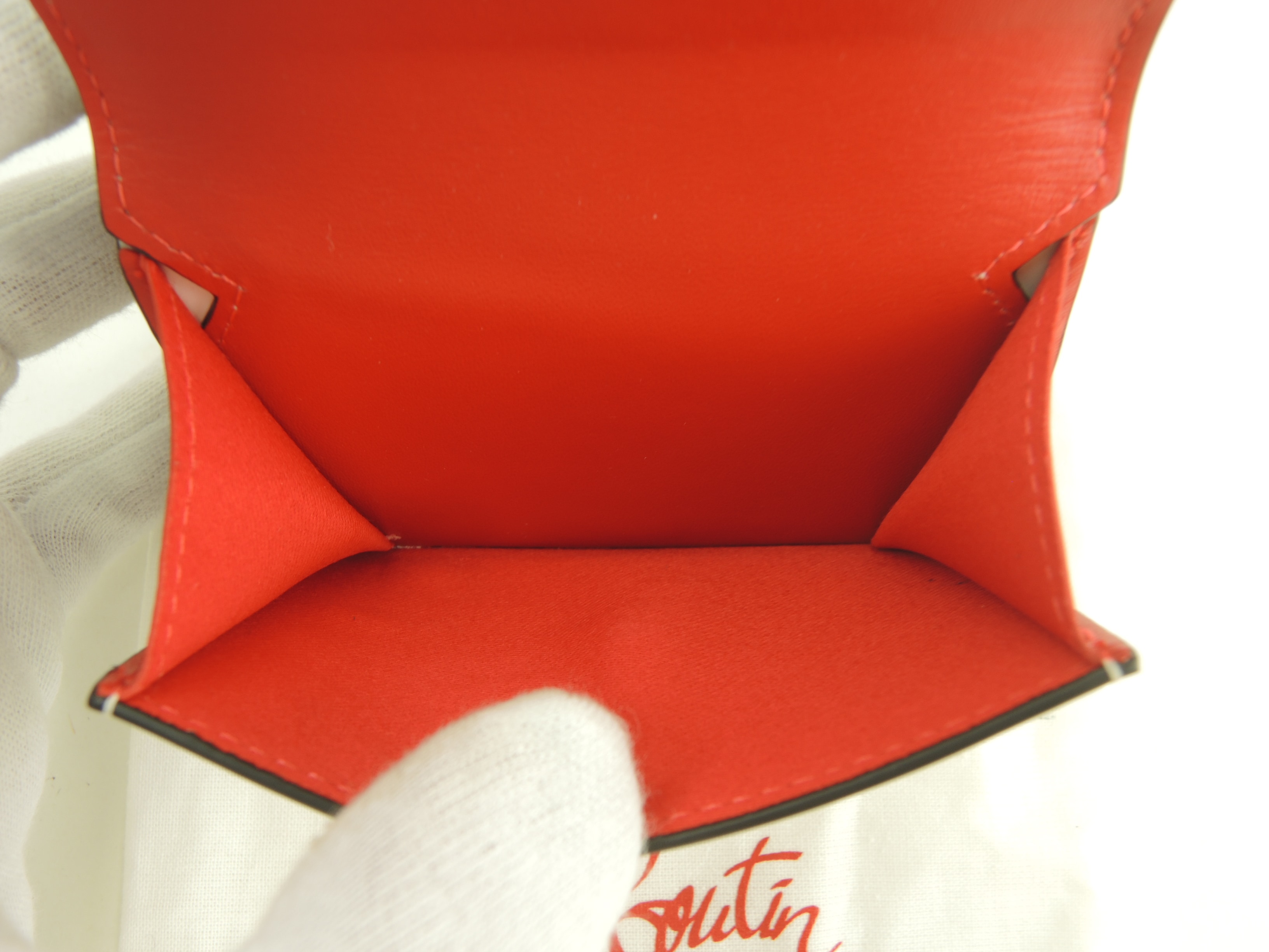 3折ミニ財布 Loubi54 パテントレザー白 コンパクトウォレット 未使用@ 2