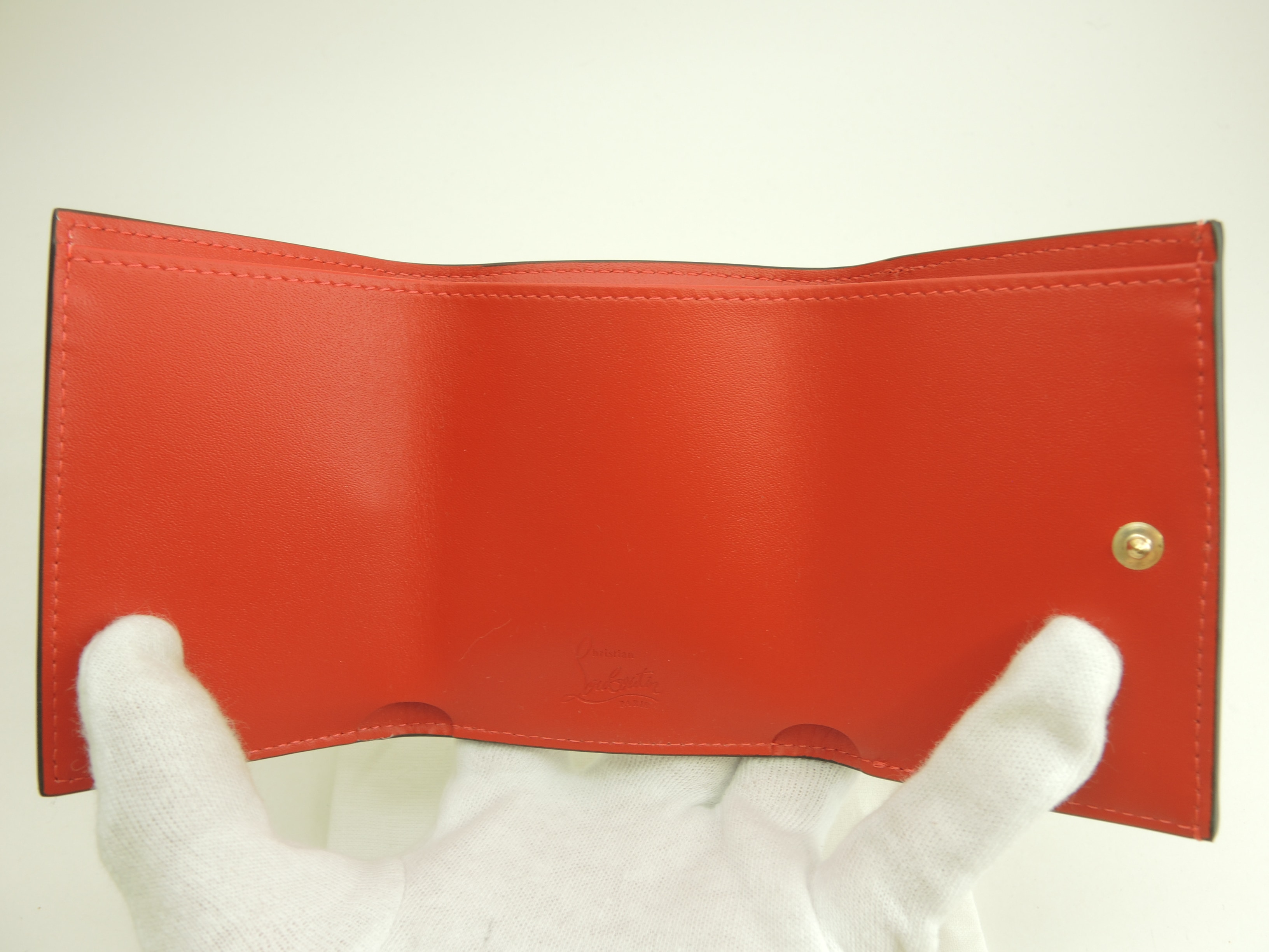 3折ミニ財布 Loubi54 パテントレザー白 コンパクトウォレット 未使用@ 2