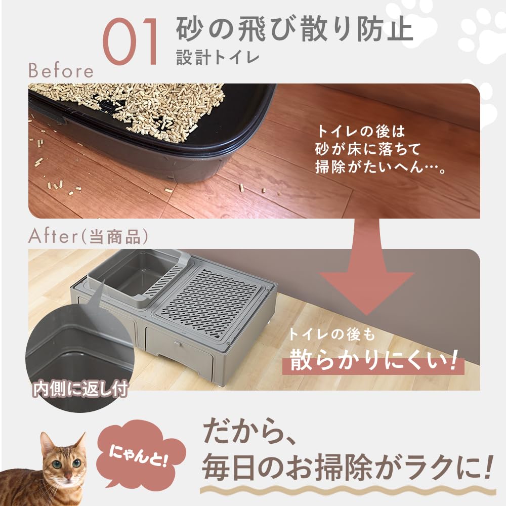 アイリスプラザ キャットケージ 猫 ケージ トイレ一体型 猫ケージ 3段(猫砂スコップ付き) グレー MB273